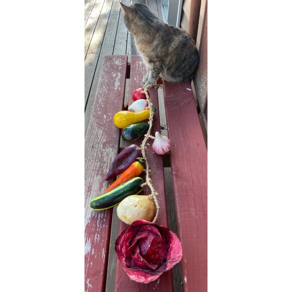 Handmade Faux Vegetable Garland Life Size With Rope 4' long - Picture 2 of 9